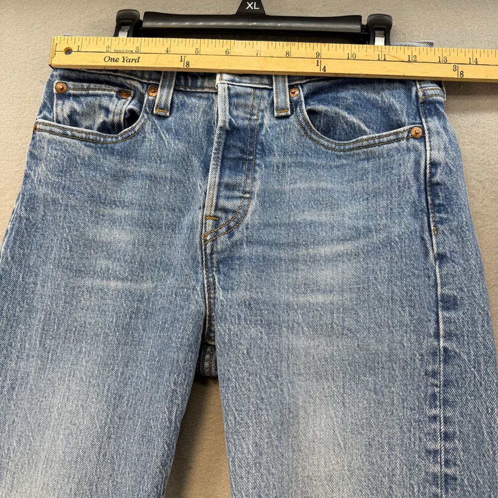 Levi's Premium Wedgie Straight Jeans Women's 25 (2) Blue Big E Button Fly EUC - Picture 13 of 16